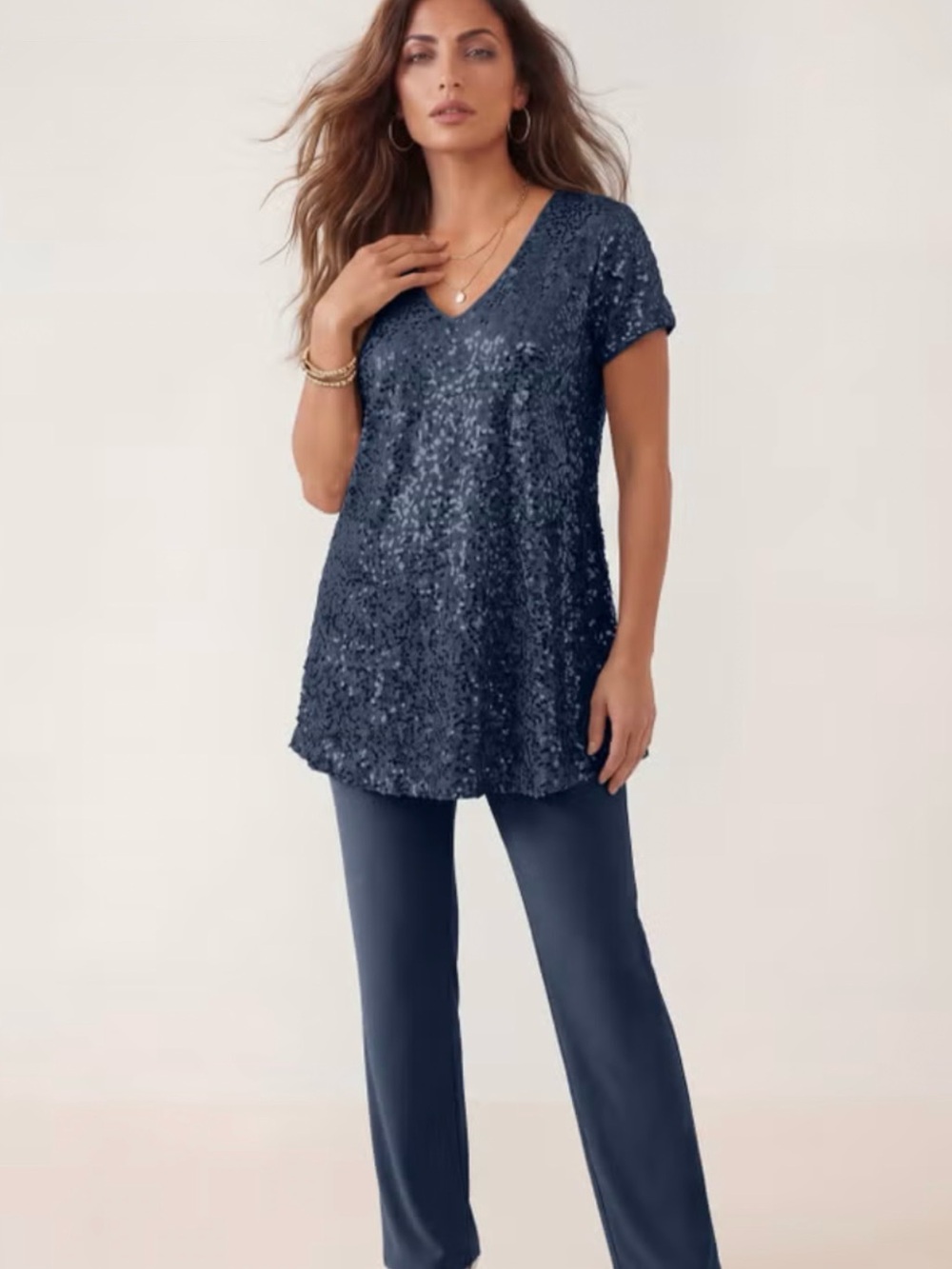 2 Piece Sequin Top and Pant Set
